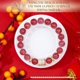  Vòng Tay Thạch Anh Dâu Tây 9mm 4A Phối Charm Lu Thống Ngũ Sắc 