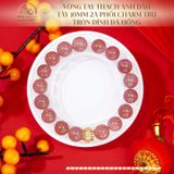  Vòng tay Thạch Anh Dâu Tây 10mm 2A Phối Charm Trụ Tròn Đính Hạt Xanh Mạ Vàng 