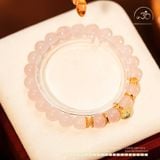  Vòng Tay Thạch Anh Hồng 8mm 4A Phối Charm Mỏ Neo Đính Đá Hồng 