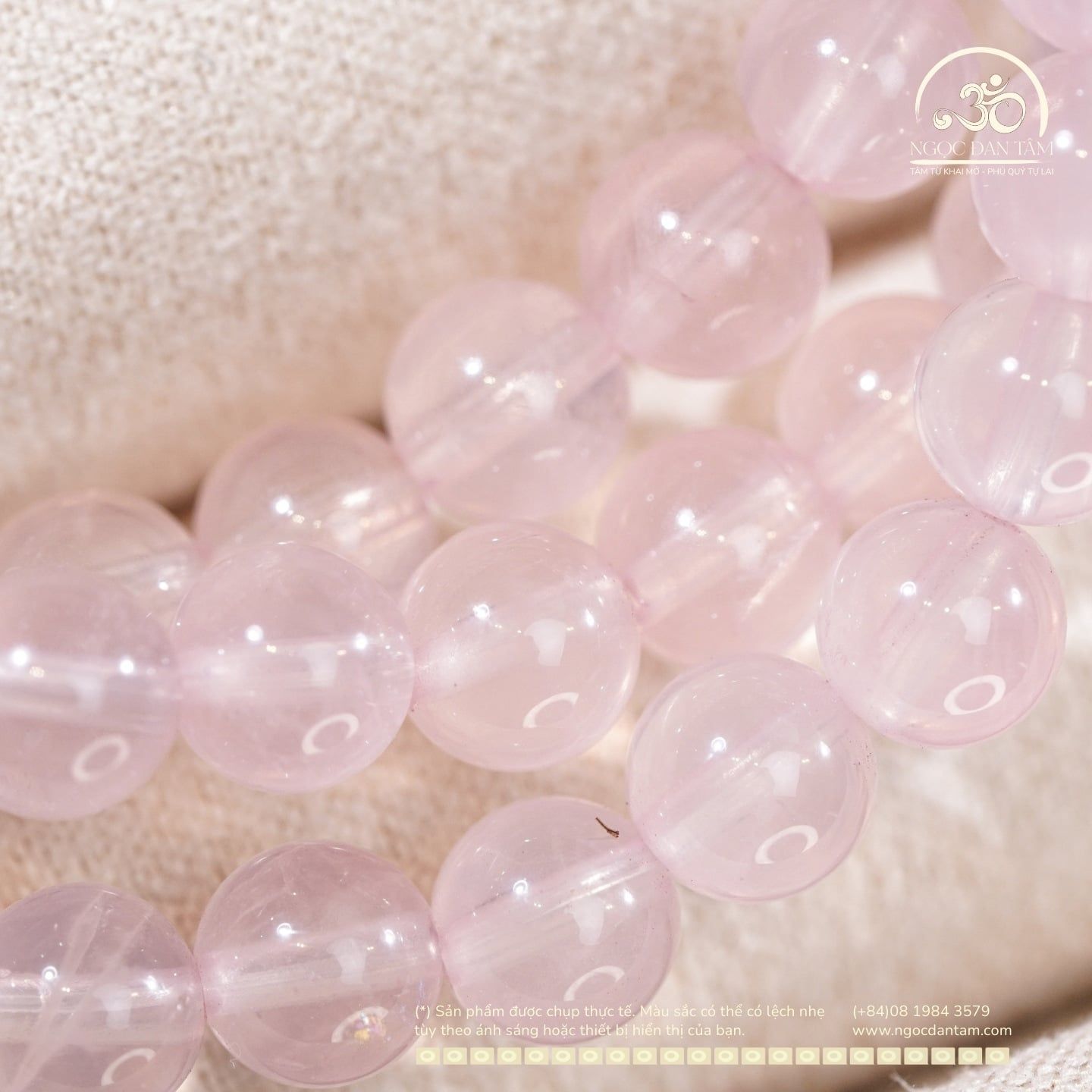  Vòng Tay Đá Thạch Anh Hồng Đậm 6mm 5A 