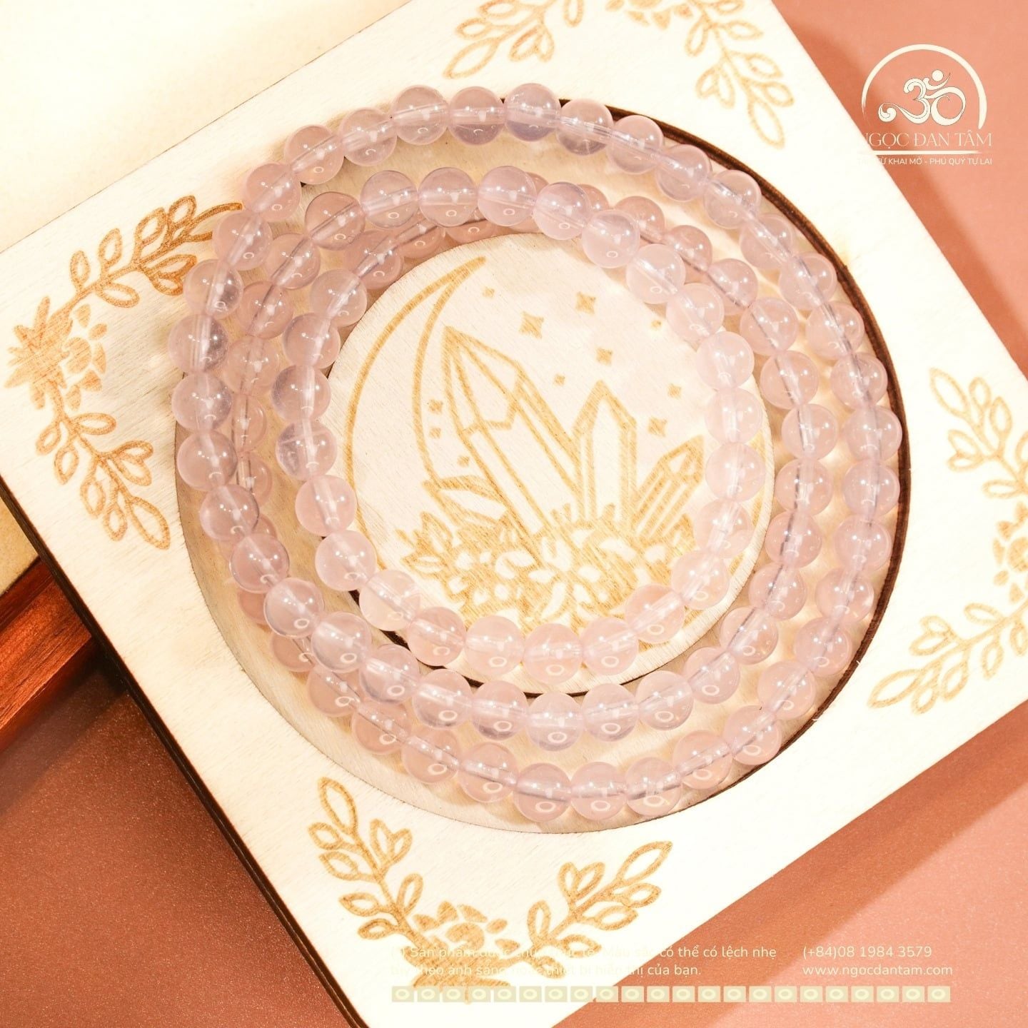  Vòng Tay Đá Thạch Anh Hồng Đậm 6mm 5A 