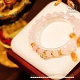  Vòng Tay Thạch Anh Hồng 8mm 4A Phối Charm Mỏ Neo Đính Đá Hồng 