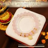  Vòng Tay Thạch Anh Hồng 10mm 4A Phối Charm Bánh Xe Pháp Luân 