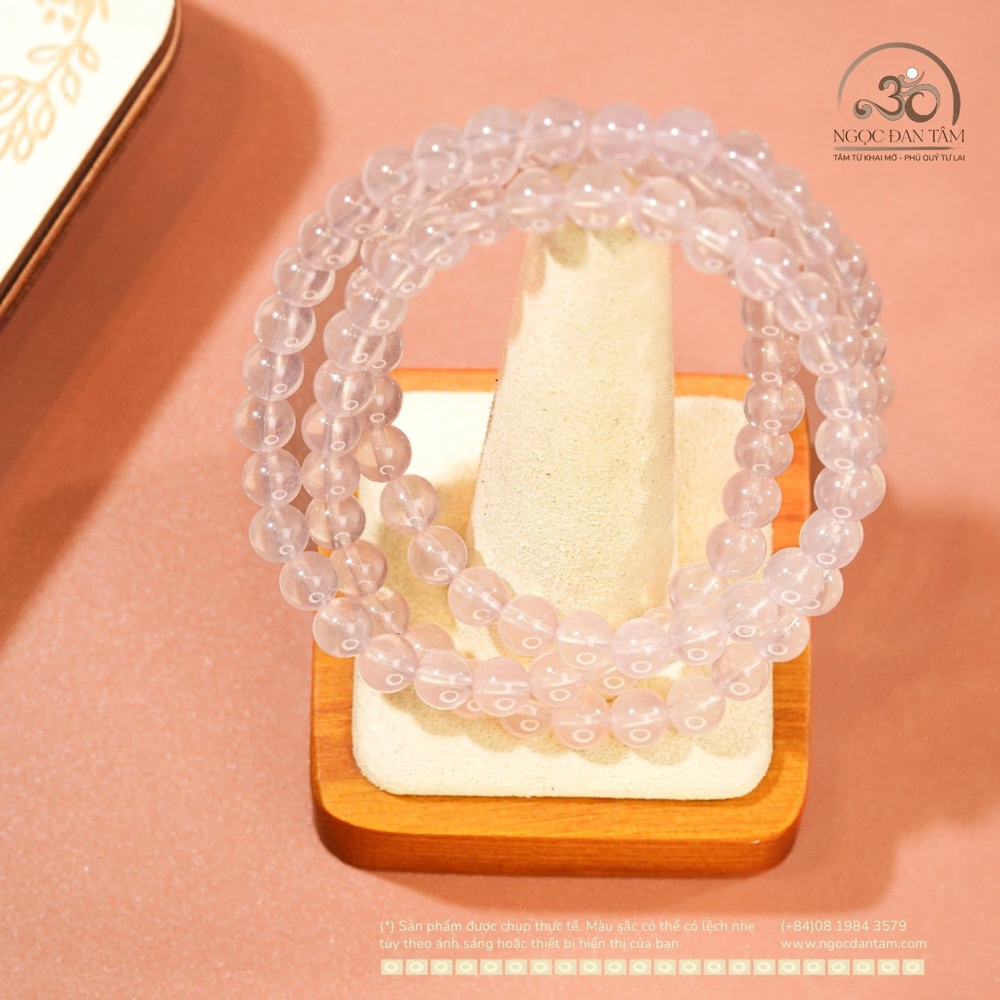  Vòng Tay Đá Thạch Anh Hồng Đậm 6mm 5A 