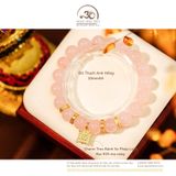  Vòng Tay Thạch Anh Hồng 10mm 4A Phối Charm Bánh Xe Pháp Luân 