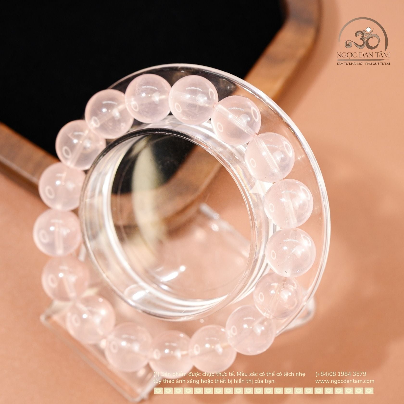  Vòng Tay Đá Thạch Anh Hồng Sao 12mm 6A 