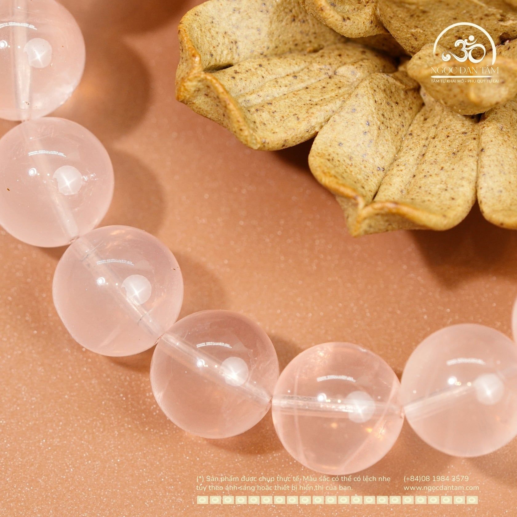  Vòng Tay Đá Thạch Anh Hồng Sao 12mm 6A 