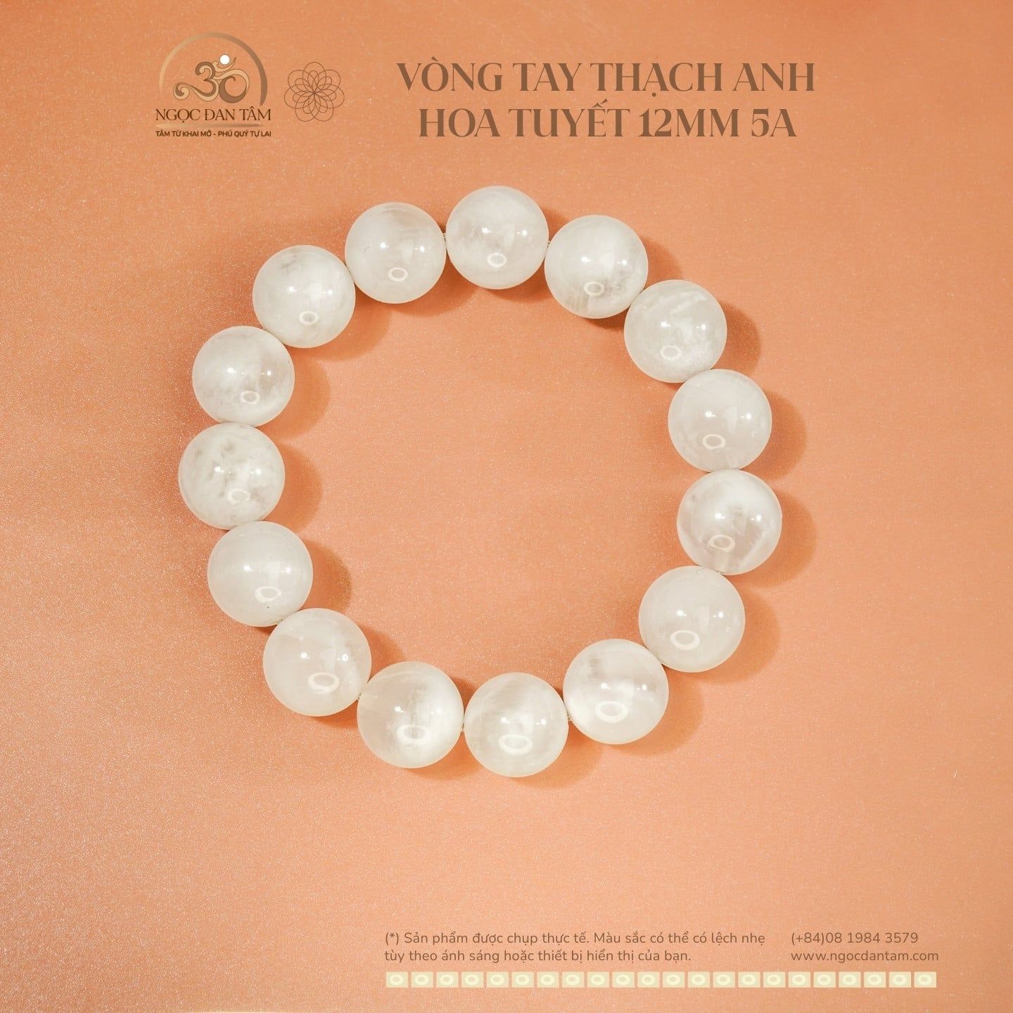  Vòng Tay Thạch Anh Hoa Tuyết 12mm 5A 