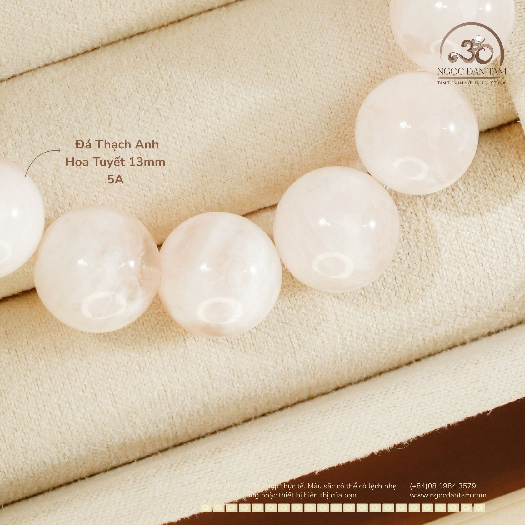  Vòng Tay Thạch Anh Hoa Tuyết 13mm 5A 