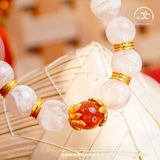  Vòng Tay Thạch Anh Hoa Tuyết 10mm Phối Hồng Nhật Vận 9mm 