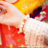  Vòng Tay Thạch Anh Hoa Tuyết 10mm Phối Hồng Nhật Vận 9mm 