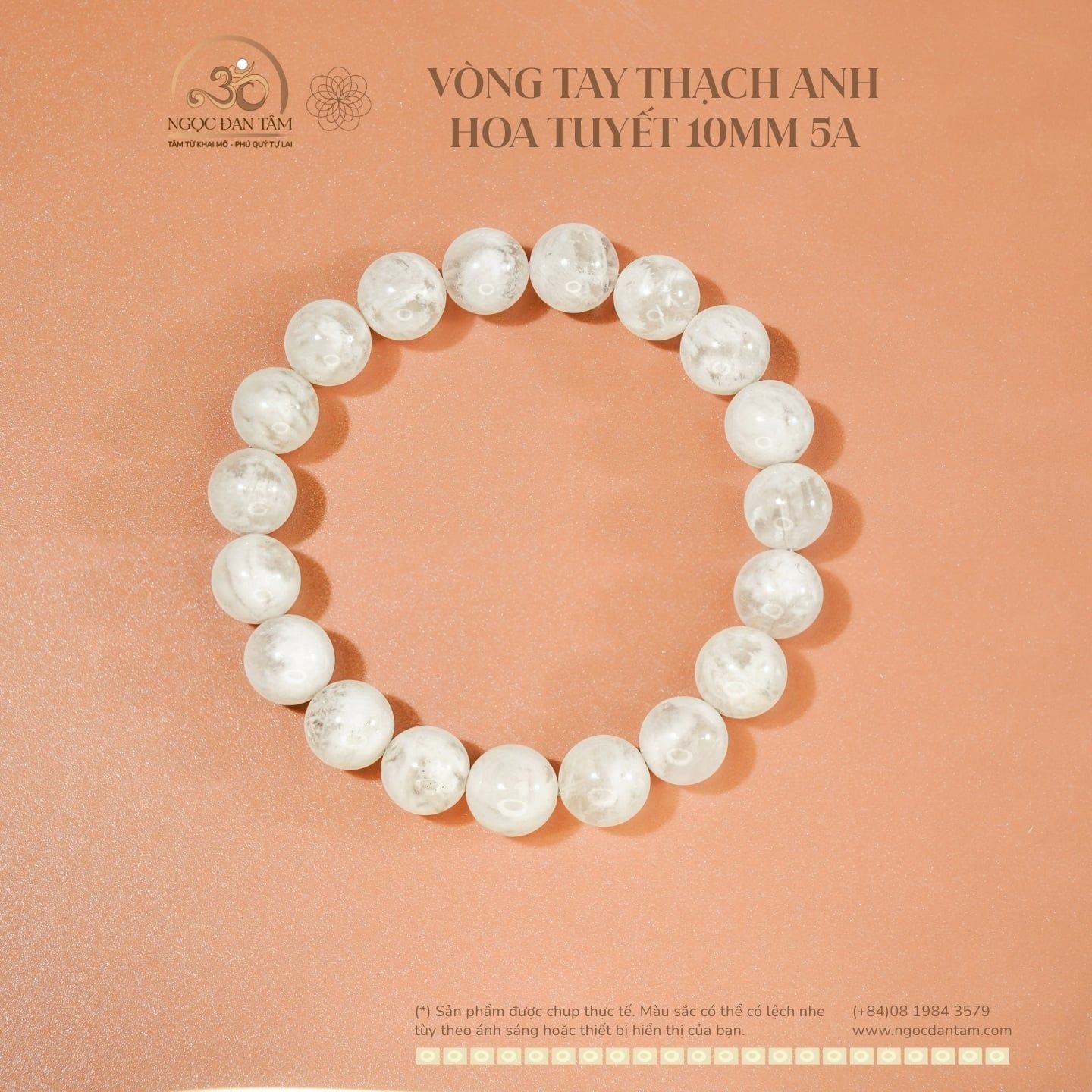  Vòng Tay Thạch Anh Hoa Tuyết 10mm 5A 