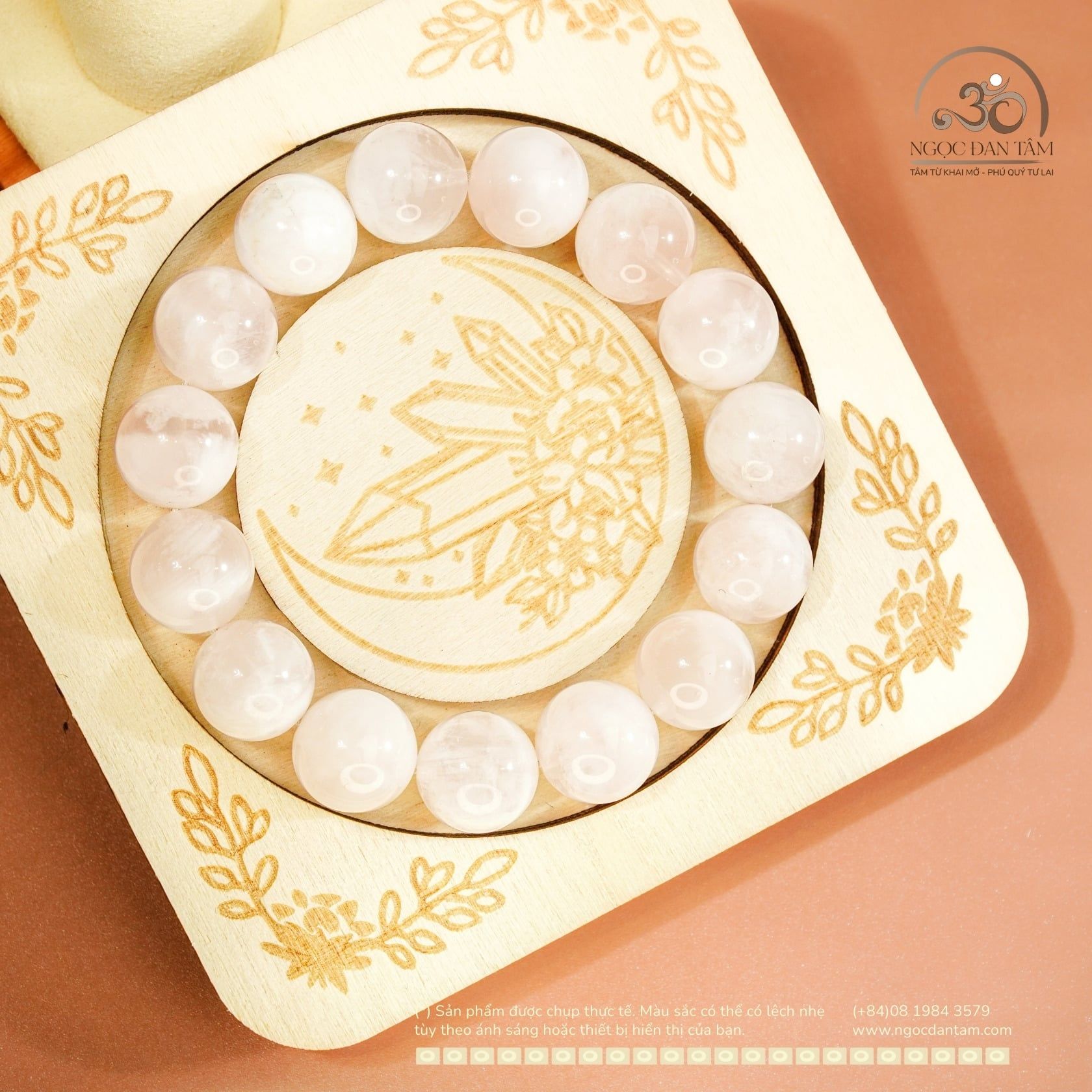  Vòng Tay Thạch Anh Hoa Tuyết 13mm 5A 