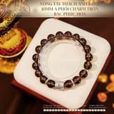  Vòng Tay Thạch Anh Khói 10mm 2A Phối Charm Tròn Bạc Phúc Hoa 