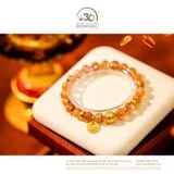  Vòng Tay Thạch Anh Tóc Đồng 8mm 6A Phối Charm Bánh Xe May Mắn 