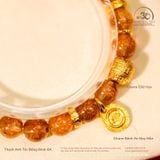  Vòng Tay Thạch Anh Tóc Đồng 8mm 6A Phối Charm Bánh Xe May Mắn 