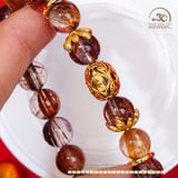  Vòng Tay Thạch Anh Tóc Hỗn Hợp Vip 10mm 7A Phối Charm Tam Thánh Pháp Luân 