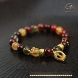  Vòng Tay Thạch Anh Tóc Hỗn Hợp 8mm 5A Phối Charm Kim Cang Tháp 