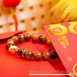  Vòng Tay Thạch Anh Tóc Nâu 11mm Phối Charm Mai Rùa 
