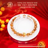  Vòng Tay Thạch Anh Tóc Nâu 7-8mm Phối Charm Đầu Voi 