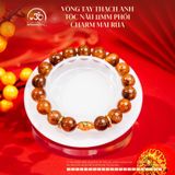  Vòng Tay Thạch Anh Tóc Nâu 11mm Phối Charm Mai Rùa 