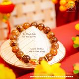  Vòng Tay Thạch Anh Tóc Nâu 11mm Phối Charm Mai Rùa 