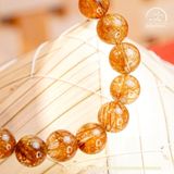  Vòng Tay Thạch Anh Tóc Nâu 7-8mm Phối Charm Đầu Voi 