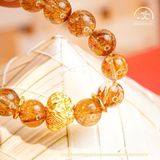  Vòng Tay Thạch Anh Tóc Nâu 7-8mm Phối Charm Đầu Voi 