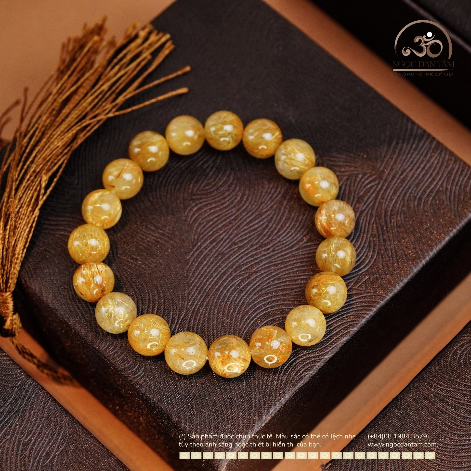  Vòng Tay Thạch Anh Tóc Vàng 10mm 8A 