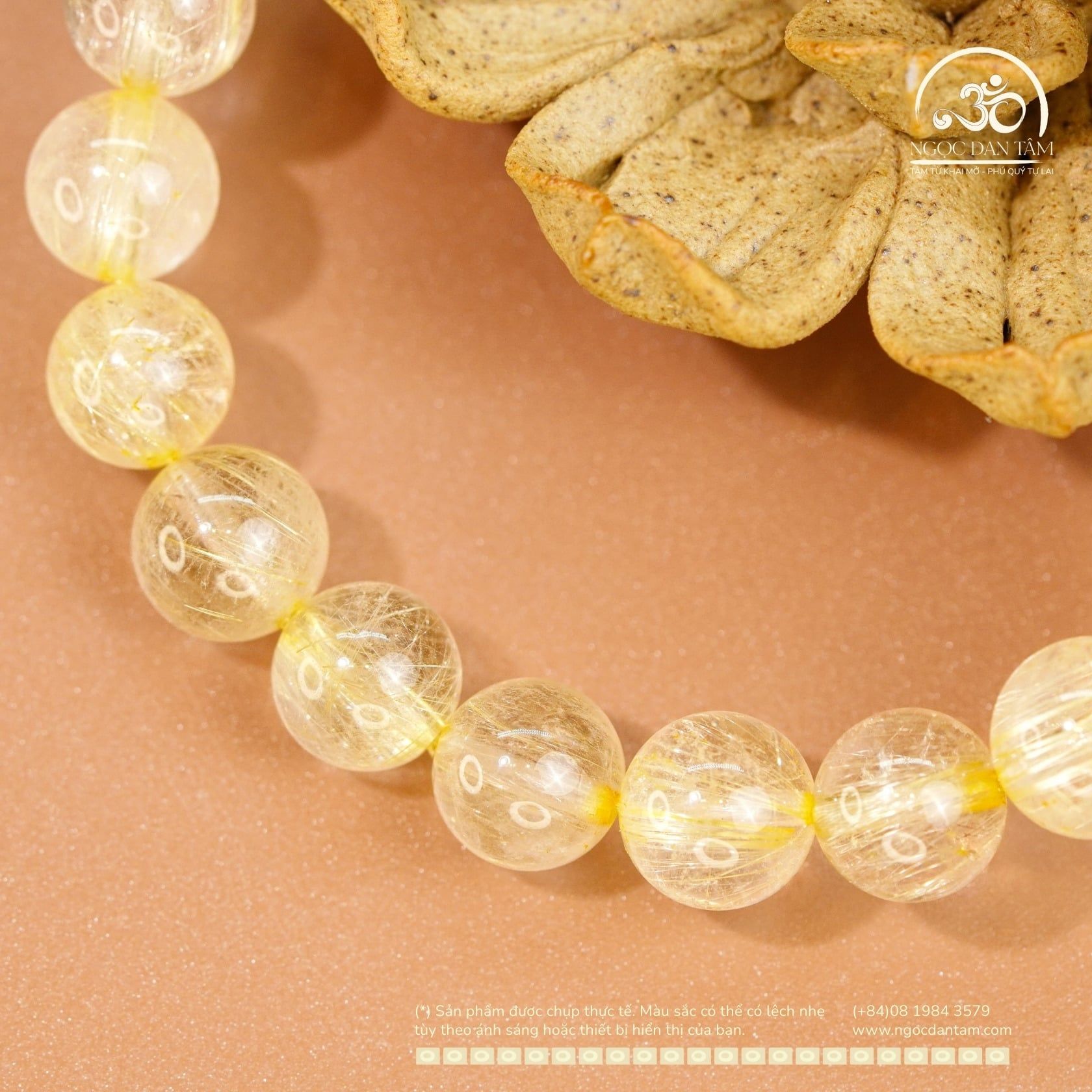  Vòng Tay Thạch Anh Tóc Vàng 8mm 5A 