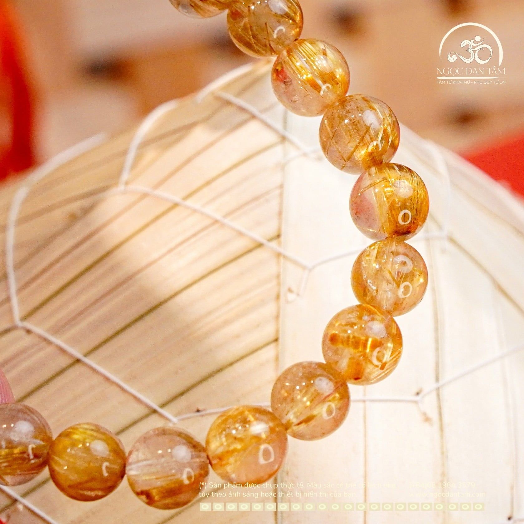  Vòng Tay Đá Thạch Anh Tóc Vàng 8mm 8A 