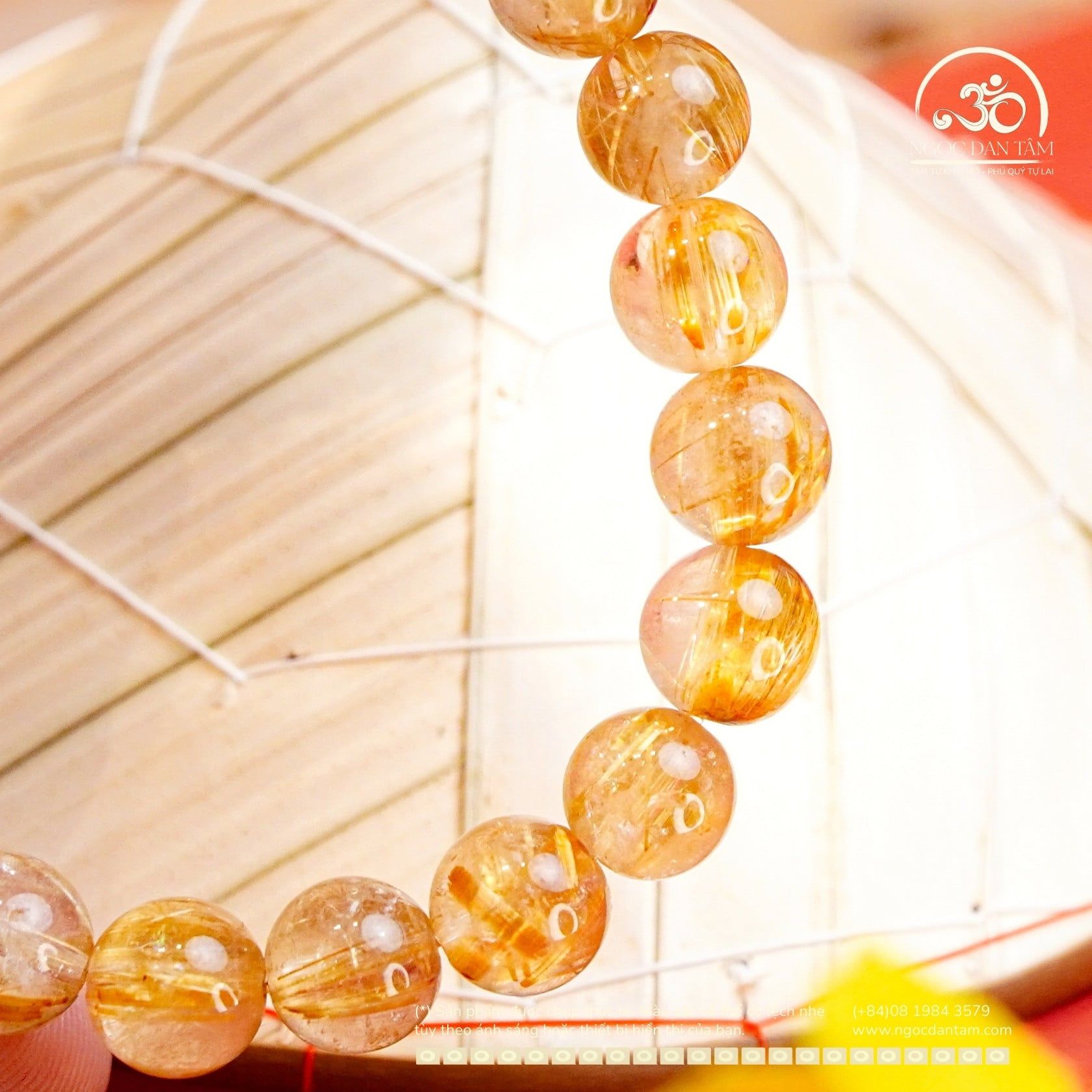  Vòng Tay Đá Thạch Anh Tóc Vàng 8mm 8A 