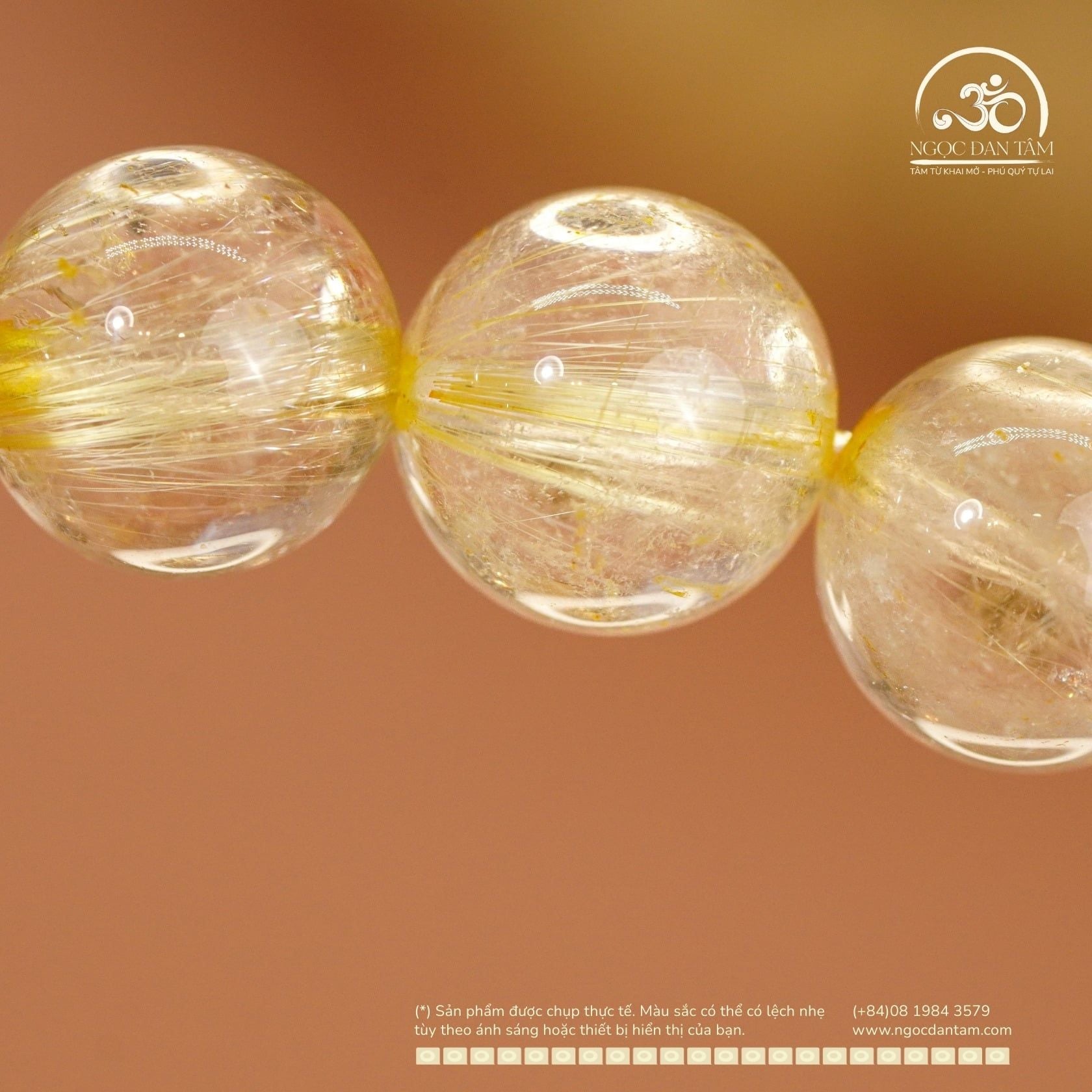  Vòng Tay Thạch Anh Tóc Vàng 8mm 5A 