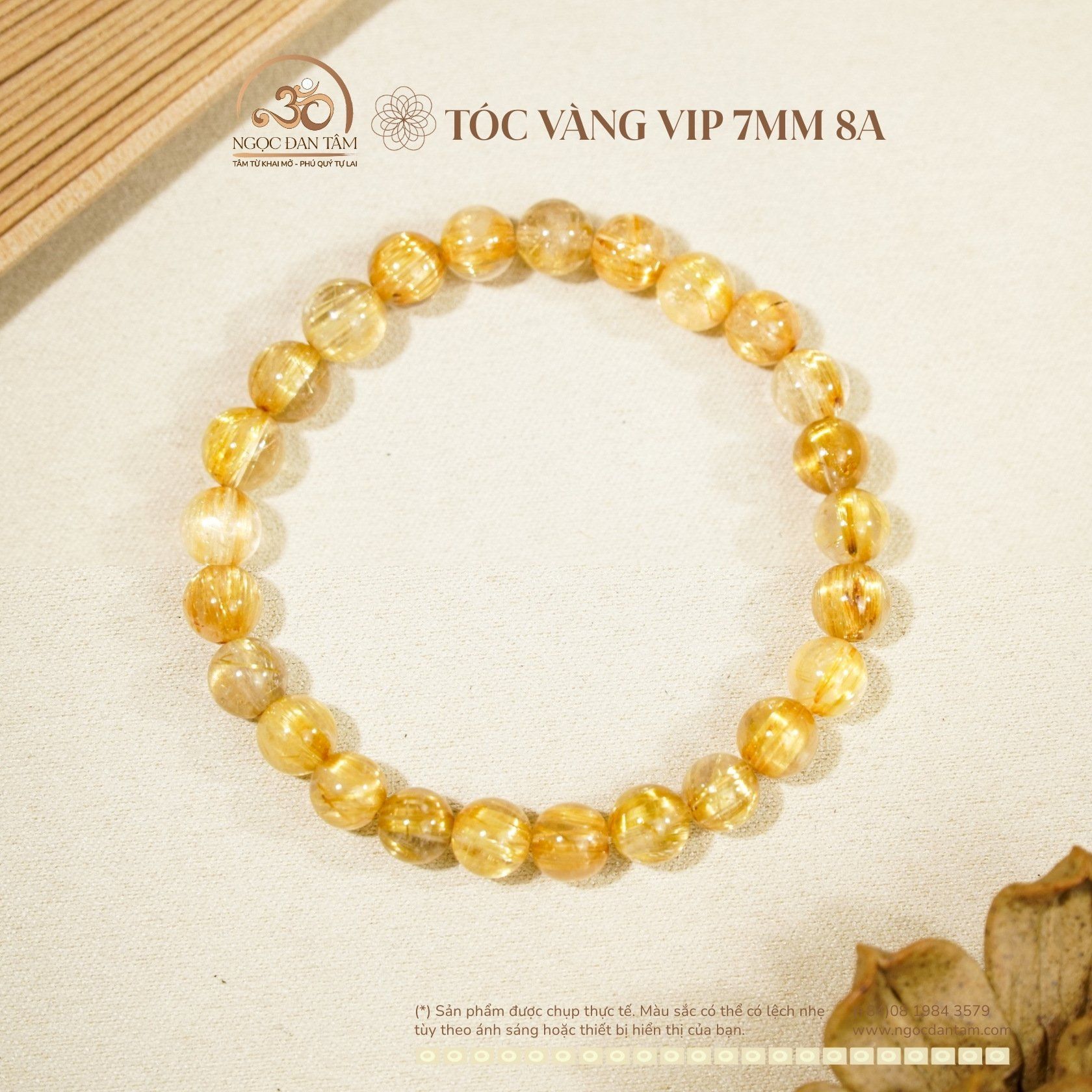  Vòng Tay Đá Thạch Anh Tóc Vàng VIP 7mm 8A 