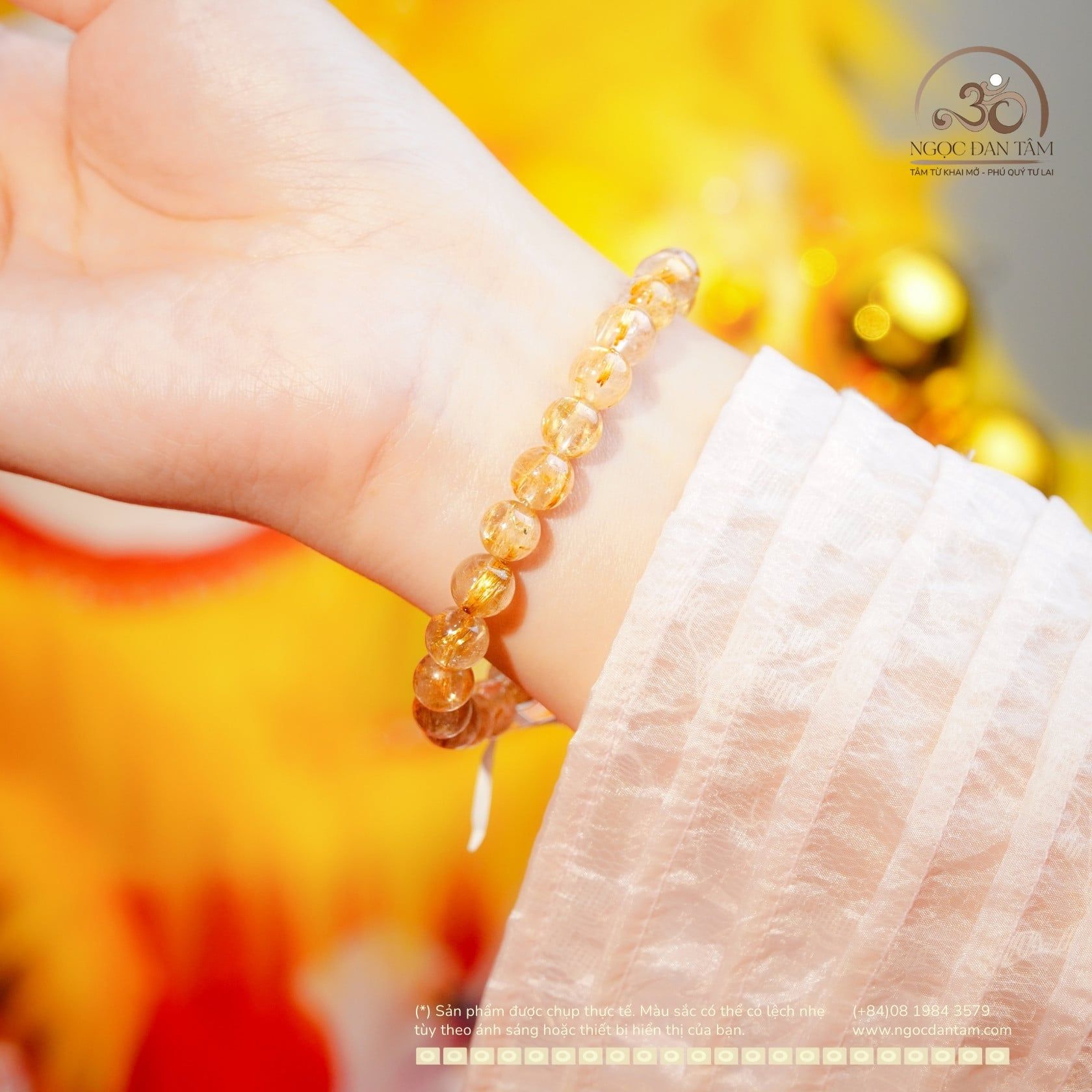  Vòng Tay Đá Thạch Anh Tóc Vàng 8mm 8A 