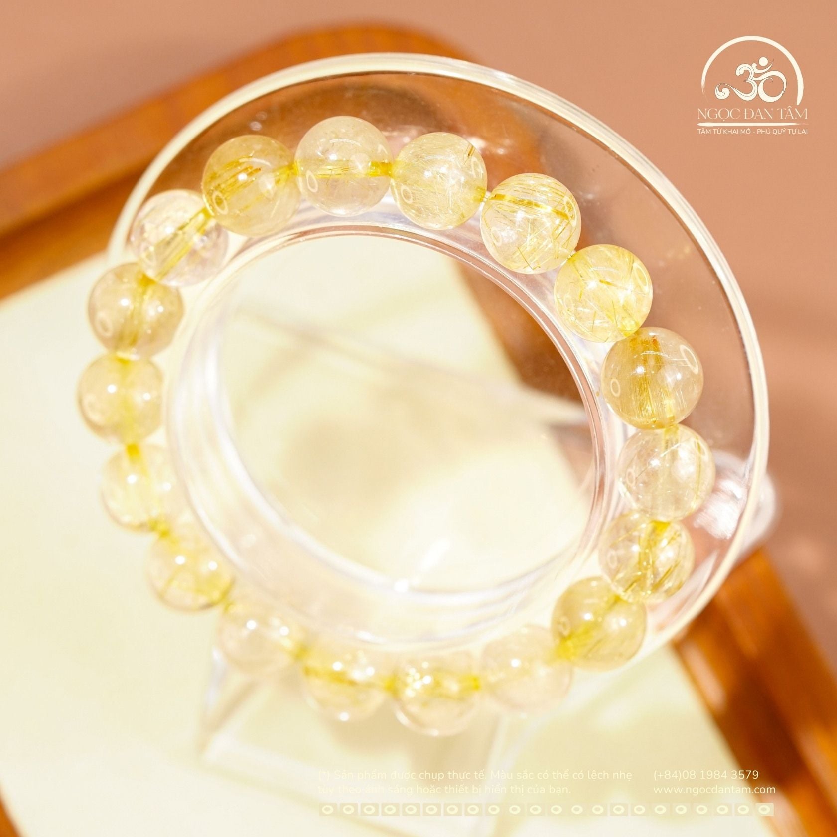  Vòng Tay Thạch Anh Tóc Vàng 10mm 5A 