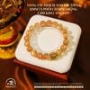 Vòng Tay Thạch Anh Tóc Vàng 11mm 7A Phối Charm Vuông Chữ Kim Cang Lớn