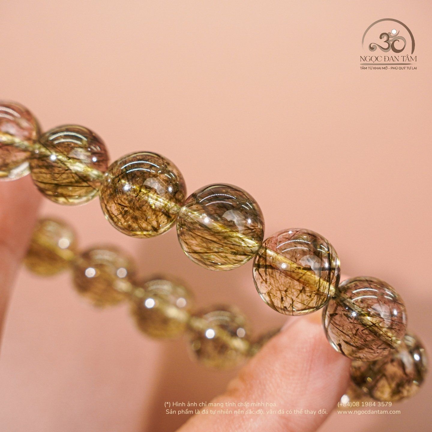  Vòng Tay Thạch Anh Tóc Xanh 12mm 6A 