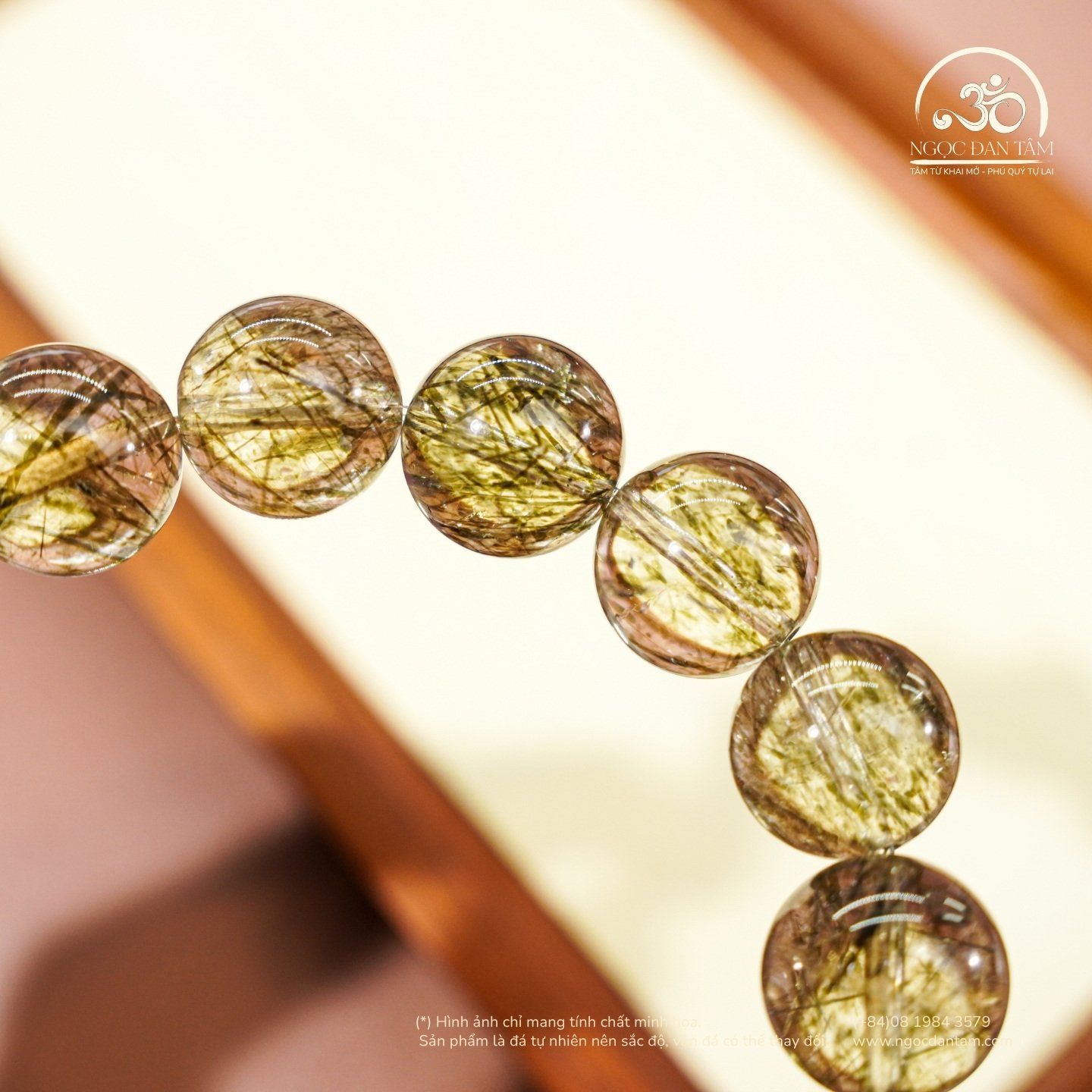  Vòng Tay Thạch Anh Tóc Xanh 12mm 6A 