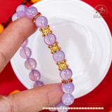  Vòng Tay Thạch Anh Tím Sao Vip 9-10mm 5A Phối Charm Trống Đính Đá 