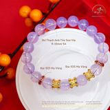  Vòng Tay Thạch Anh Tím Sao Vip 9-10mm 5A Phối Charm Trống Đính Đá 