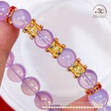  Vòng Tay Thạch Anh Tím Sao Vip 9-10mm 5A Phối Charm Trống Đính Đá 