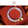  Vòng Tay Topaz Xanh 6mm 6A Phối Charm Bánh Xe May Mắn 