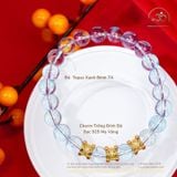  Vòng Tay Topaz Xanh 8mm 7A Phối Charm Trống Đính Đá 