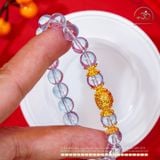  Vòng Tay Topaz Xanh 8mm7A Phối Charm Tròn Chữ Vạn 
