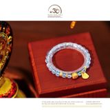  Vòng Tay Topaz Xanh 6mm 6A Phối Charm Bánh Xe May Mắn 