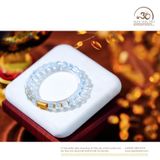  Vòng Tay Topaz Xanh 6mm 6A Phối Charm Trụ Chú Omani Bạc 925 Mạ Vàng 