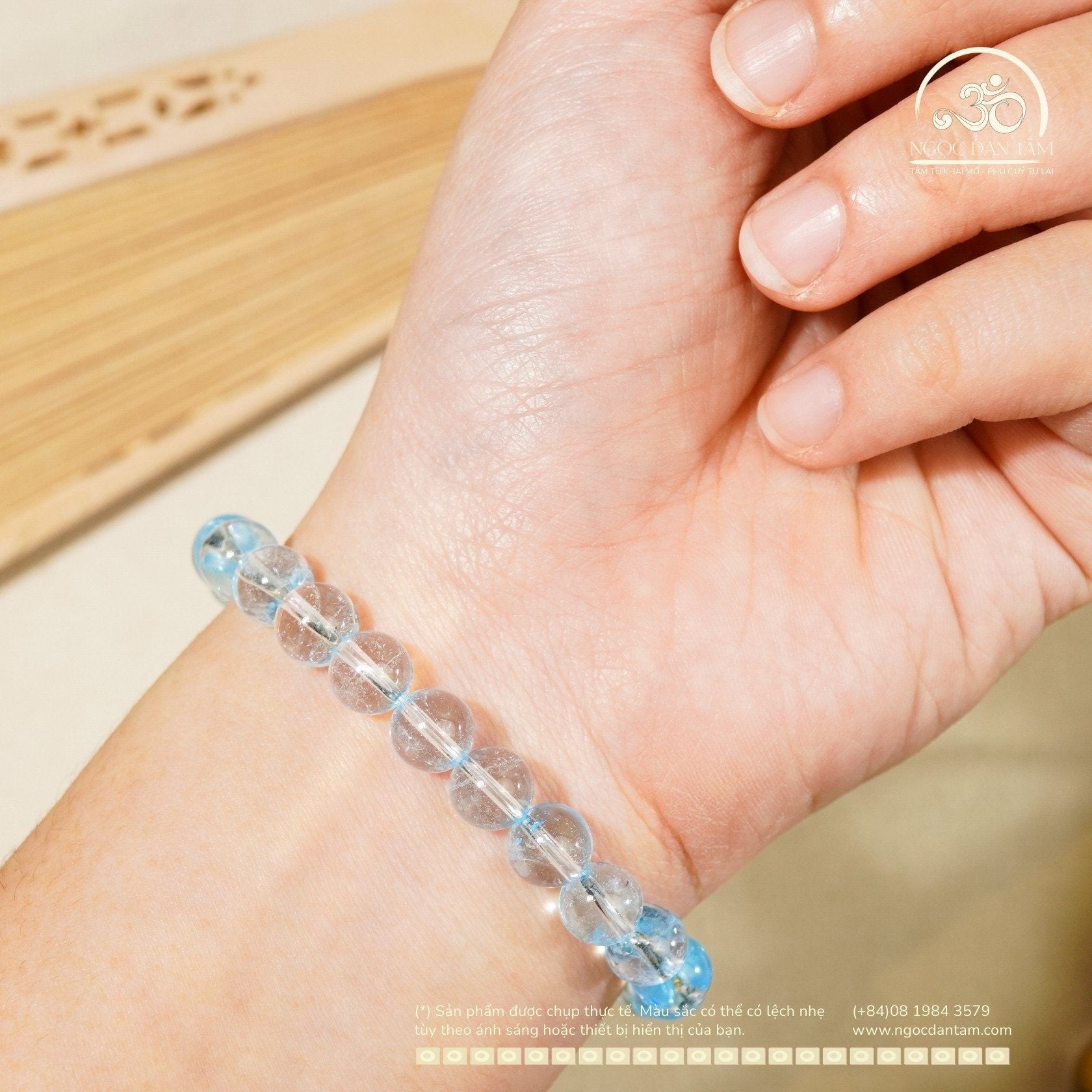  Vòng Tay Đá Topaz Xanh 8mm 7A 