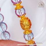  Vòng Tay Topaz Xanh 8mm7A Phối Charm Tròn Chữ Vạn 