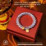 Vòng Tay Topaz Xanh 6mm 6A Phối Charm Bánh Xe May Mắn 